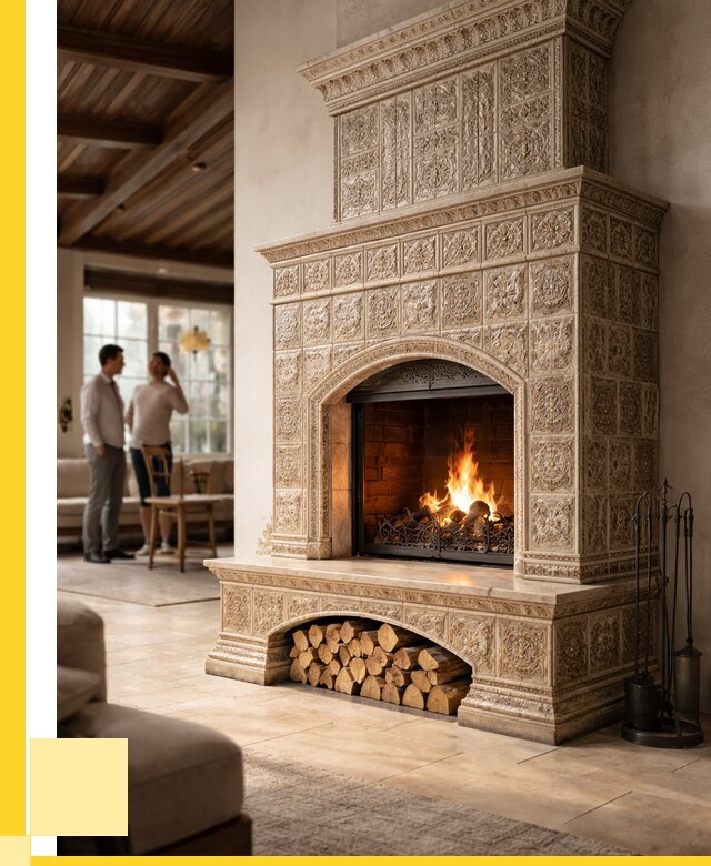 Купить изразцовый камин в Великом Устюге от 254475 р. | ЭриданВлс