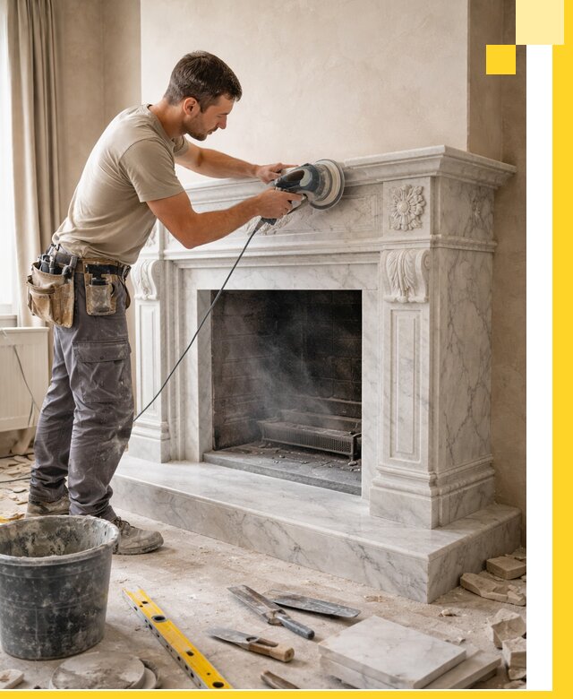 Изготовление и установка мраморных каминов в Великом Устюге под ключ