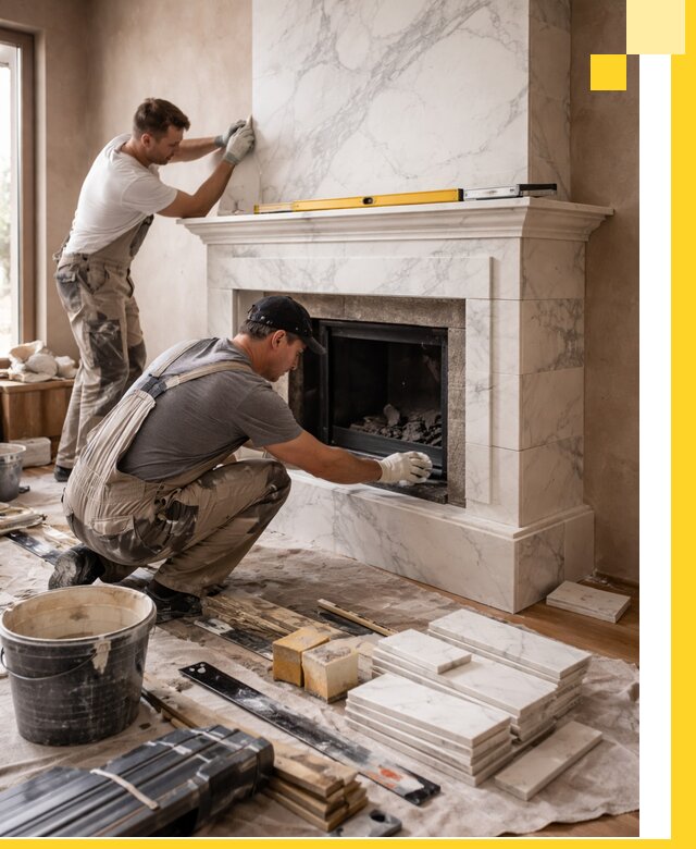 Отделка каминов в Великом Устюге качественные облицовочные работы