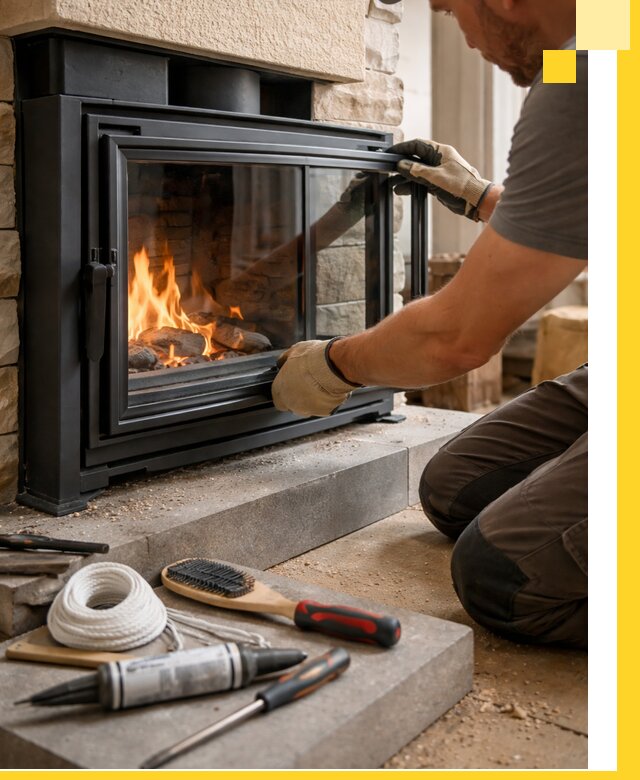 Производство, монтаж и доставка каминов со стеклом в Великом Устюге