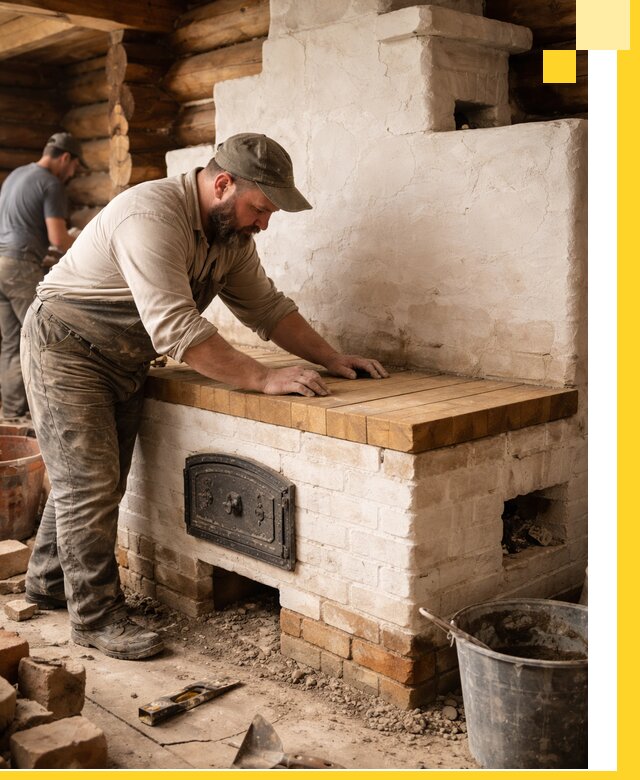 Проектирование и установка русской печи с лежанкой в Великом Устюге