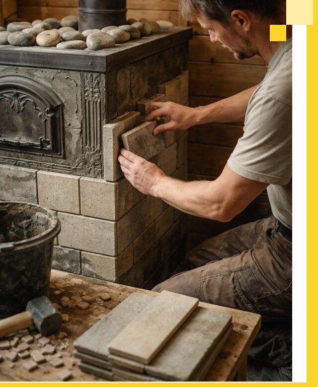 Облицовка банных печей в Великом Устюге профессиональная отделка