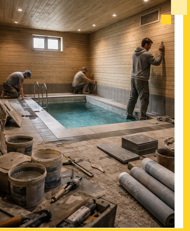 Строительство бани с бассейном и сауной под ключ в Великом Устюге