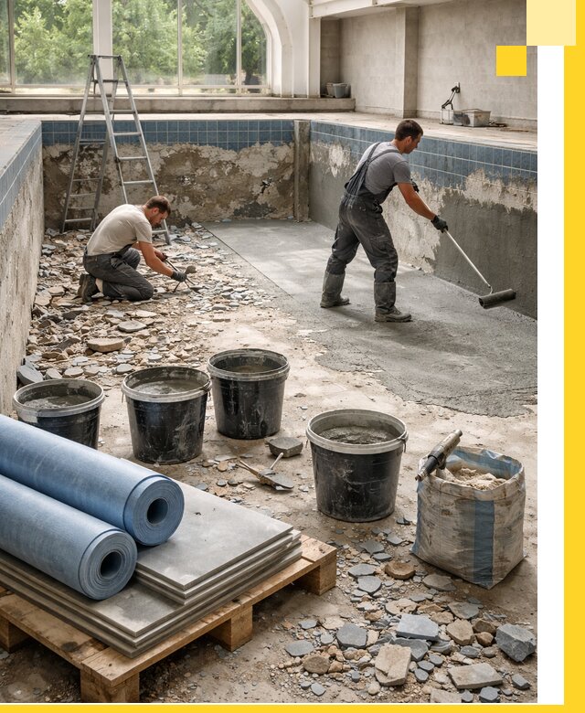 Реконструкция бассейнов в Великом Устюге: ремонт, гидроизоляция