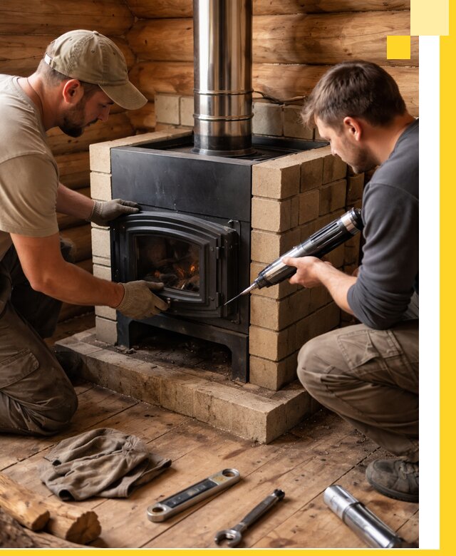 Монтаж и установка печи в бане под ключ с гарантией в Великом Устюге