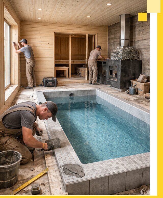 Проект бани с бассейном и сауной в Великом Устюге под ключ